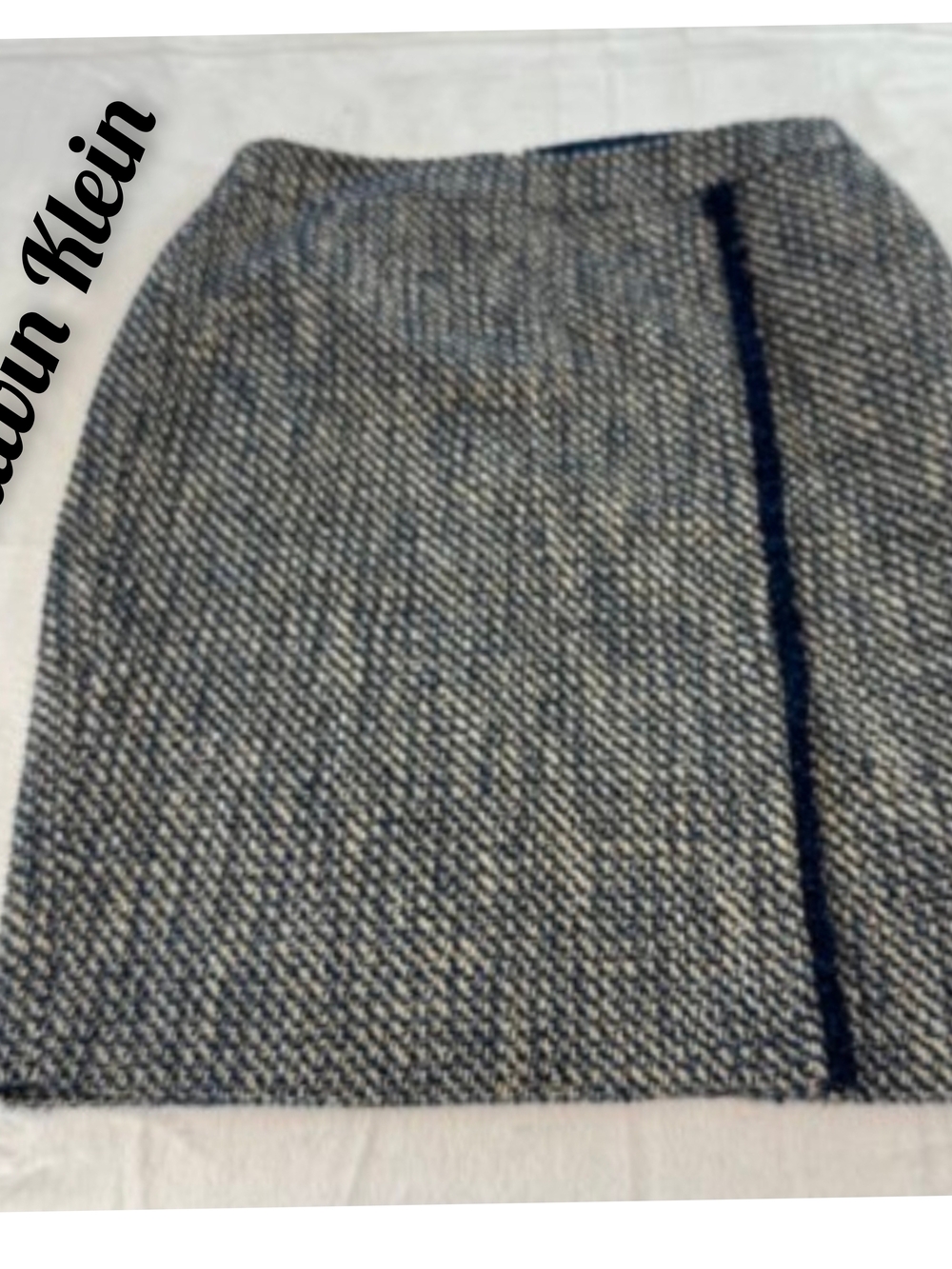 Calvin Klein Navy and Cream Tweed Mini Skirt